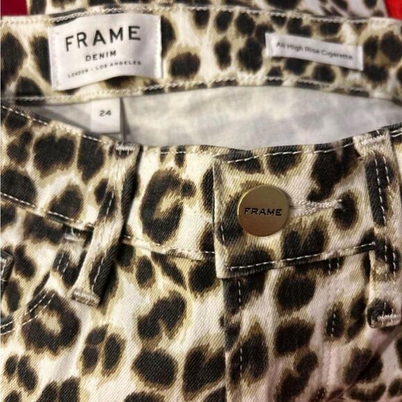 FRAME Ali High Rise Cigarette Leopard Jean in Sz 24 - Picture 5 of 6